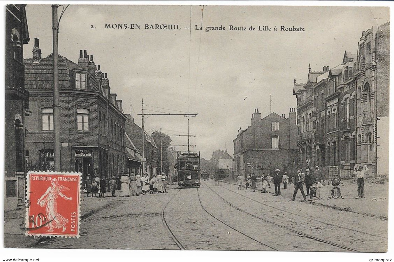 CPA NORD 59 MONS-EN-BAROEUL  Rue Florimond Delmer  édit PH N°2  ? Tramway - Autres & Non Classés