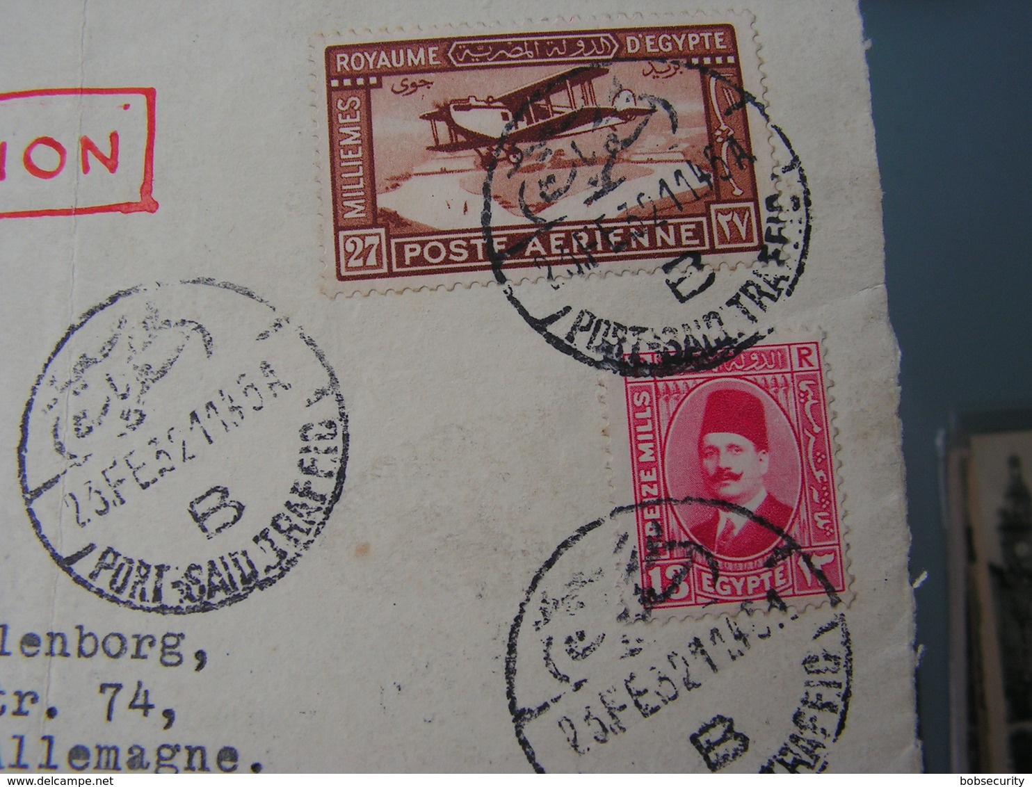 Egypt Only ..front Part Of Nice Cv. 1932 Port Said Traffic - Luftpost