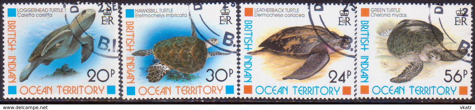British Indian Ocean Territory 1996 SG 185-88 Compl.set Used Turtles - Territorio Británico Del Océano Índico