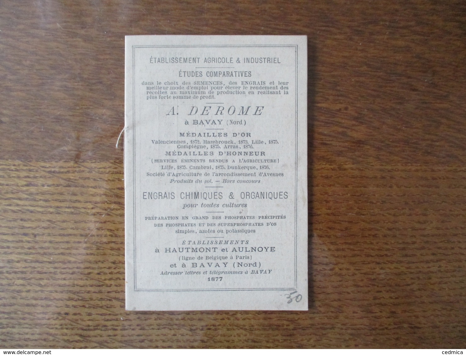 1877 A. DEROME A BAVAY ETABLISSEMENTS A HAUTMONT ET AULNOYE ENGRAIS CHIMIQUES ET ORGANIQUES 12 PAGES - Publicités