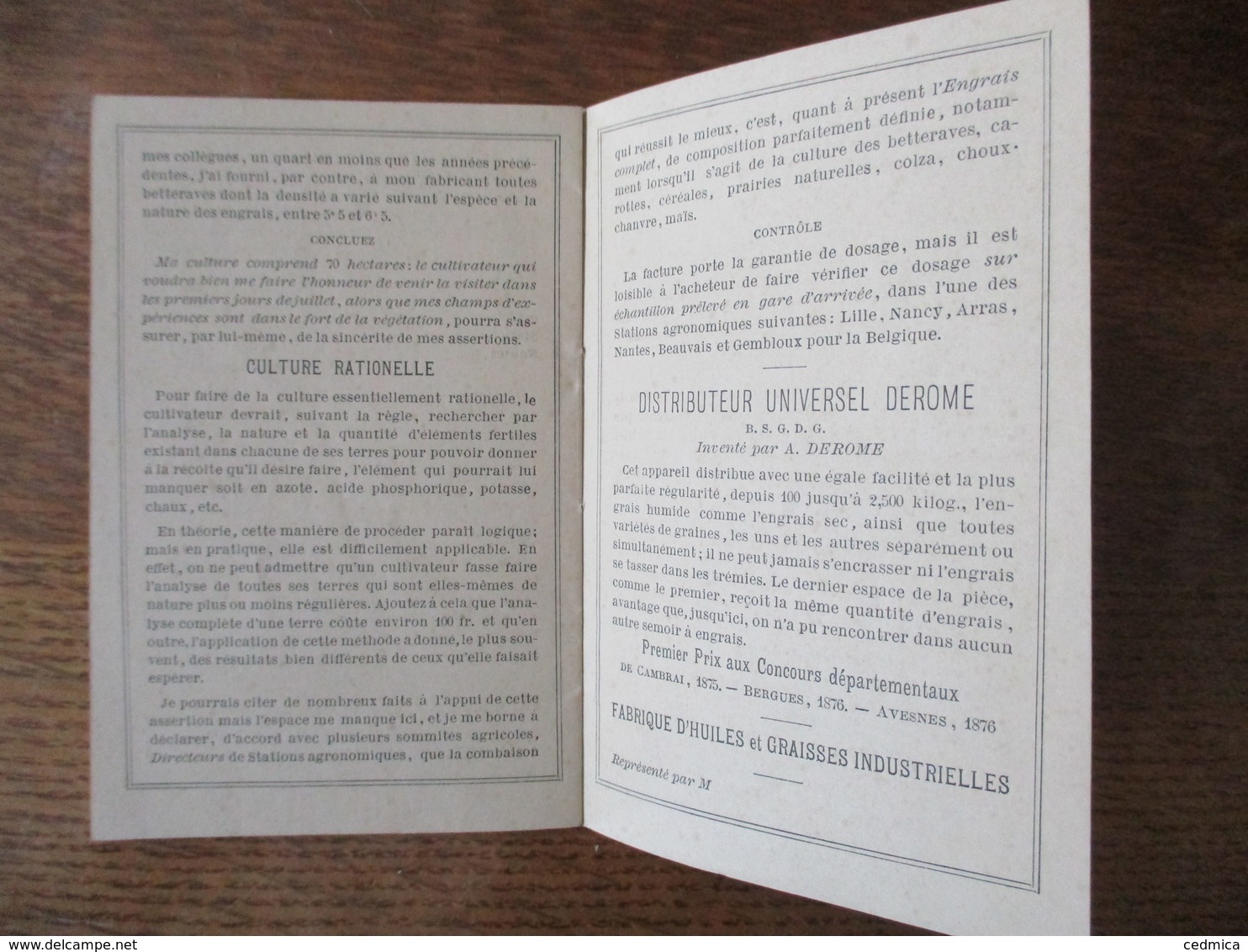 1877 A. DEROME A BAVAY ETABLISSEMENTS A HAUTMONT ET AULNOYE ENGRAIS CHIMIQUES ET ORGANIQUES 12 PAGES - Advertising