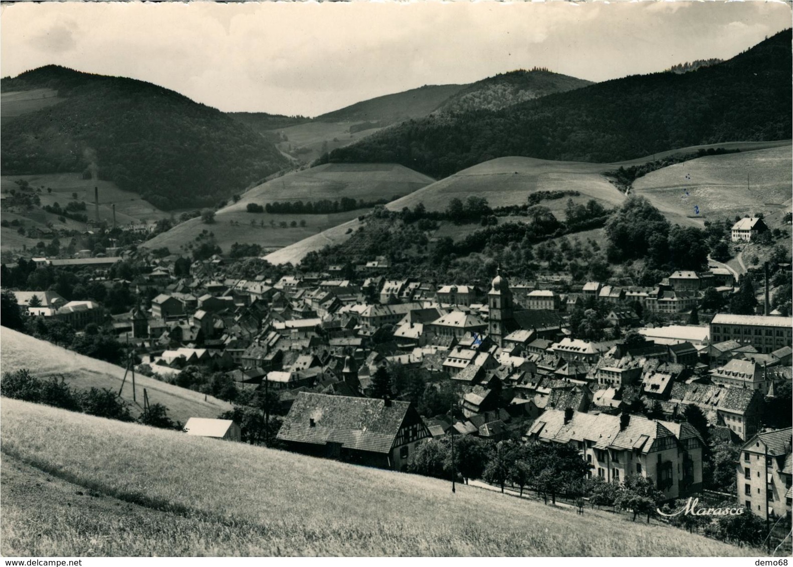 Sainte Marie Aux Mines CPA 68 Haut Rhin Alsace  PANORAMIQUE  Photo  Ed Marasco  Marcophilie Daguin Flamme - Sainte-Marie-aux-Mines