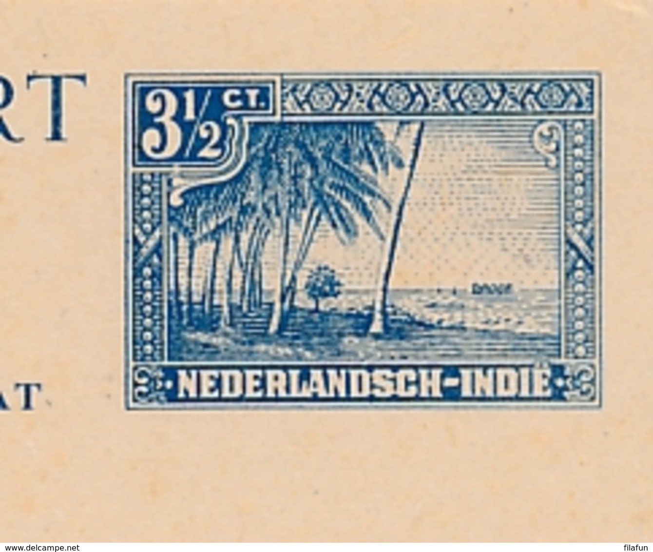 Nederlands Indië - 1946 - 3,5 Cent Strand Met Palmenbomen, Briefkaart G75 - Ongebruikt - Nederlands-Indië