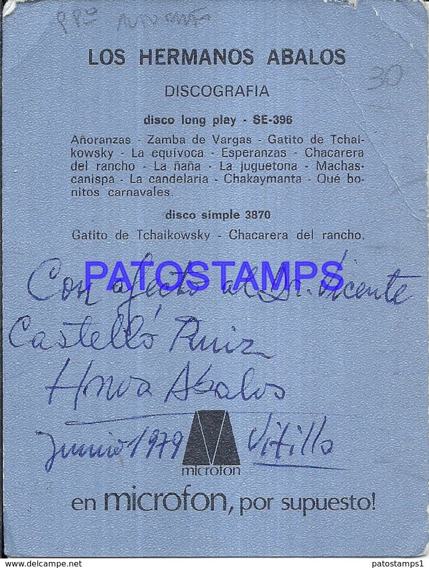 117334 ARGENTINA ARTIST LOS HERMANOS ABALOS SINGER CANTANTE AUTOGRAPH BREAK NO POSTAL POSTCARD - Argentine