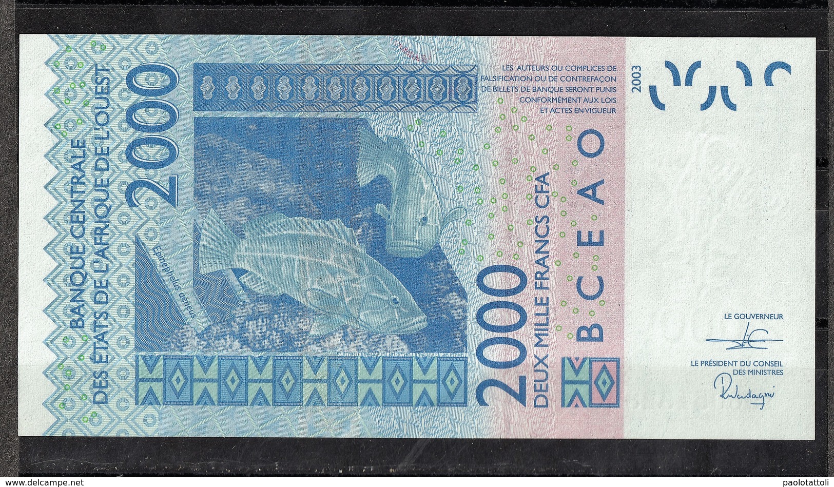 Senegal, 2003- Banque Centrale Des ètats De L'Afrique De L'ouest. 2000 Francs, AU SPL. - Sénégal