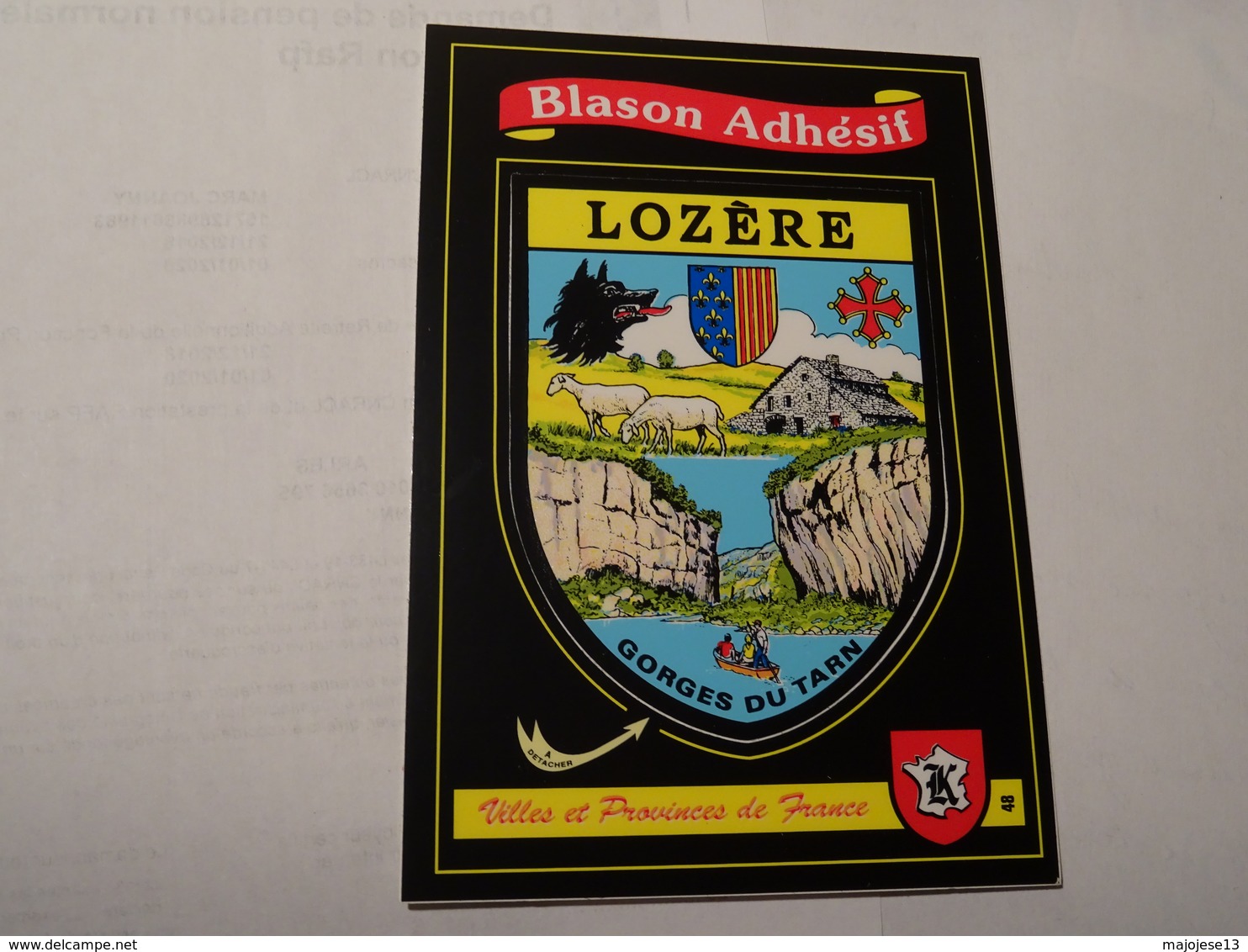 Carte Blason écusson Adhésif Autocollant Sticker Lozère Avec Vues Adesivi Stemma Aufkleber Wappen - Obj. 'Souvenir De'