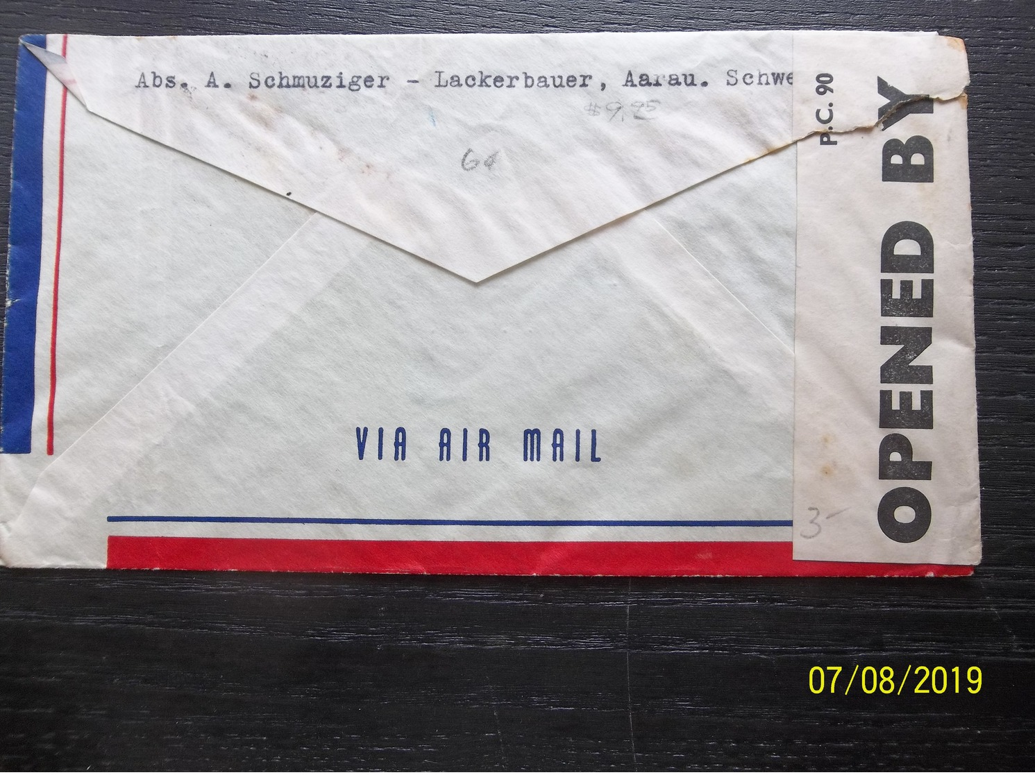 Helvetia: 1941 Censored Air Cover To New York, N.Y. (#VR6) - Briefe U. Dokumente
