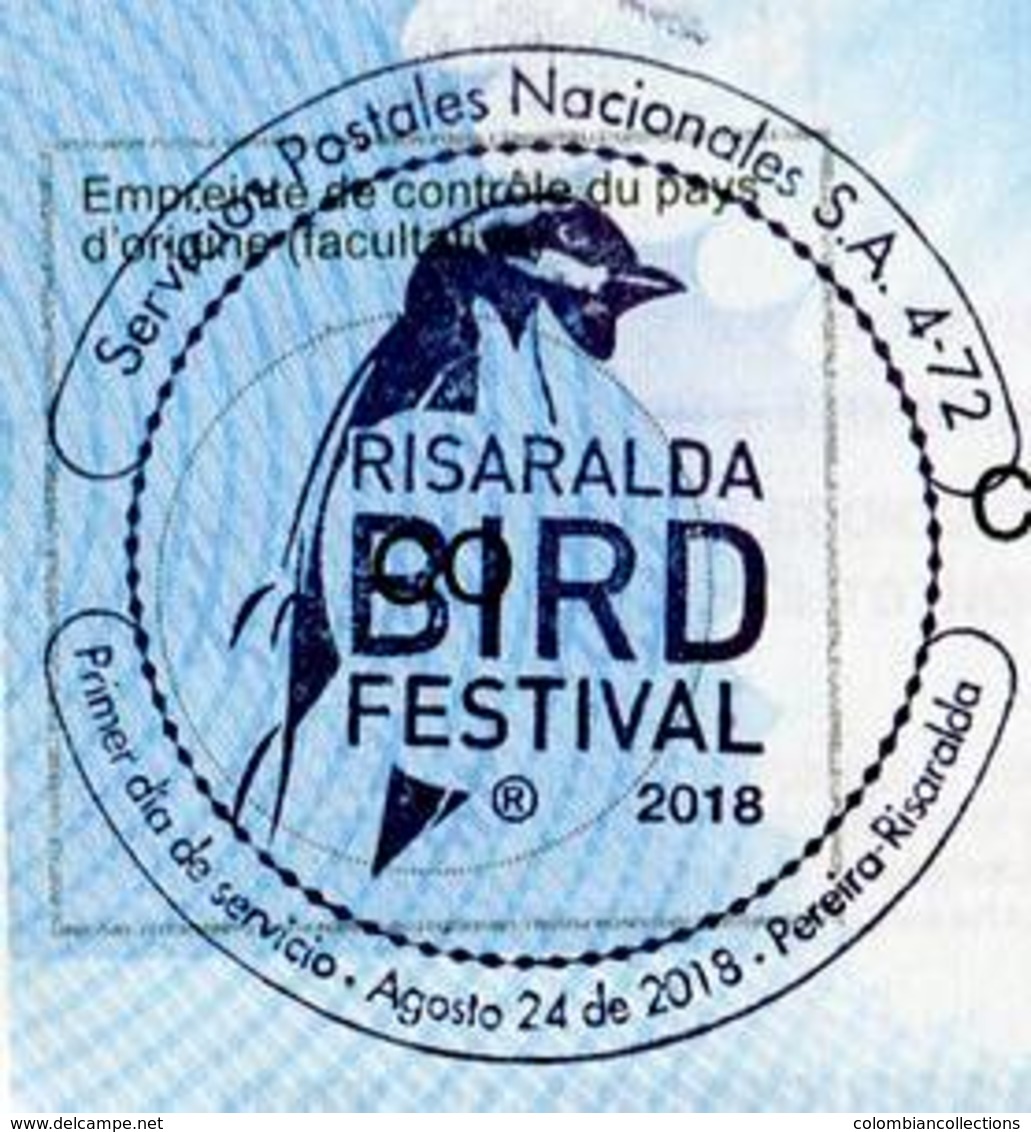 Lote SC850, Colombia, 2018, Cupon De Respuesta, UPU, Coupon, Bird Cancellation, Risaralda BIrd Festival - Sin Clasificación