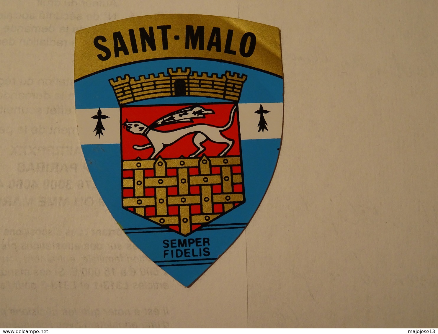 Blason écusson Autocollant Adhésif Sticker Saint Malo, Aufkleber Wappen, Adesivi Stemma - Obj. 'Herinnering Van'