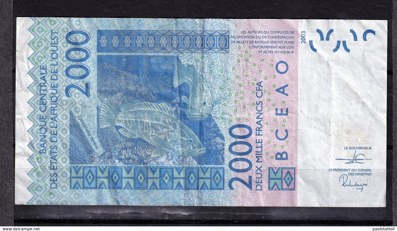 Togo, 2003- Banque Centrale Des ètats De L'Afrique De L'ouest. 2000 Francs, VF. - Togo