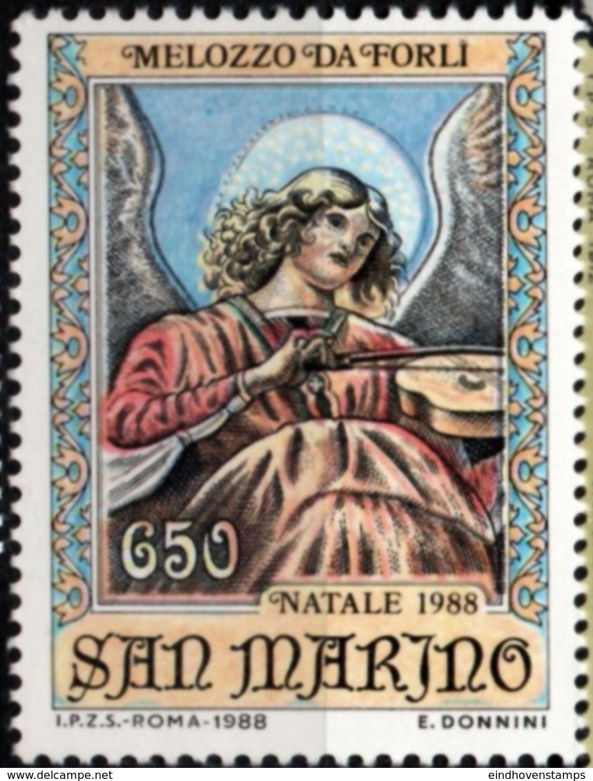 San Marino 1988 Angel With Violin 1 Value MNH - 15th Century Painting By Melozzo Di Forli - Music