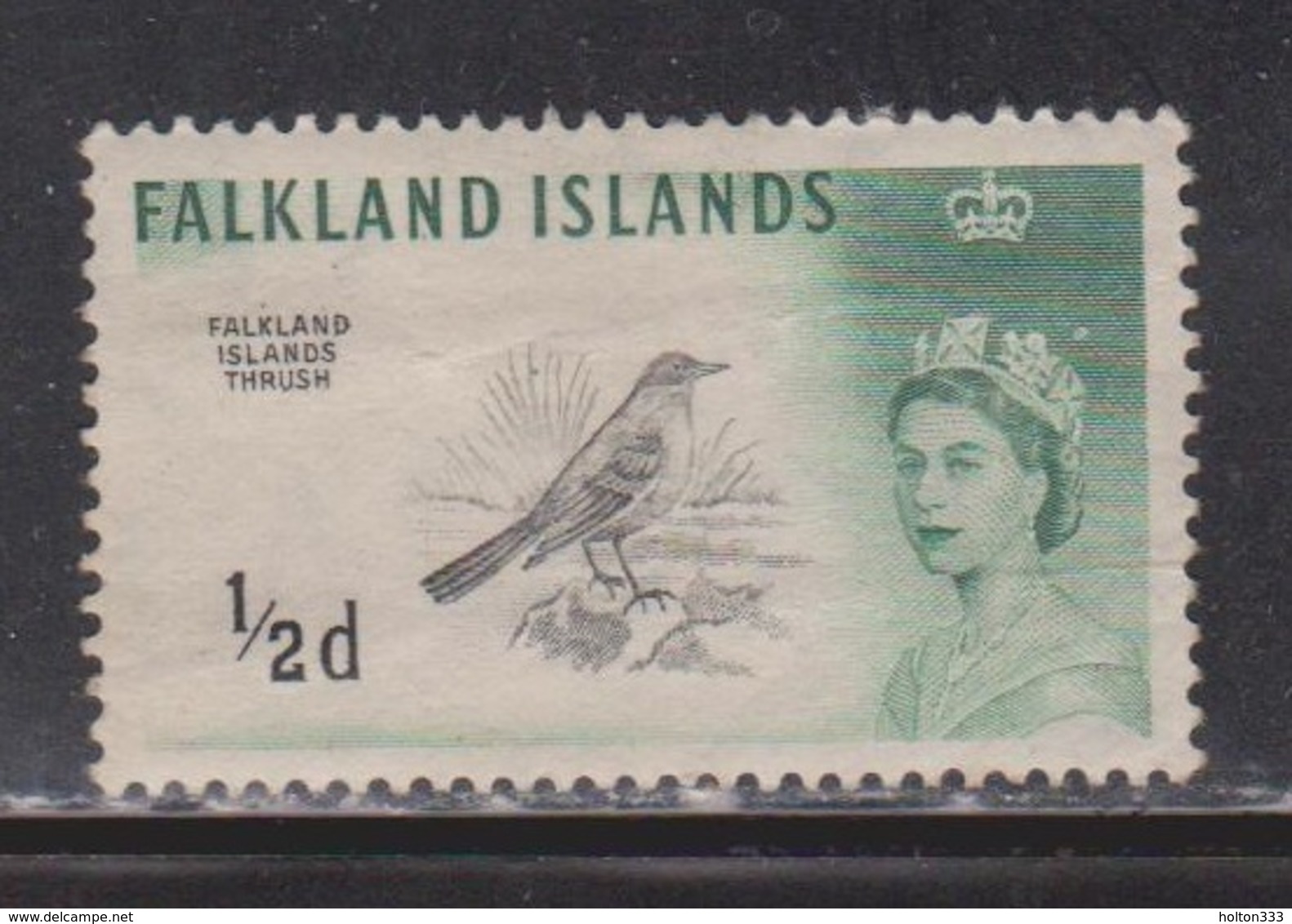 FALKLAND ISLANDS Scott # 128 MH - QEII & Falkland Islands Thrush - Bird - Falkland Islands