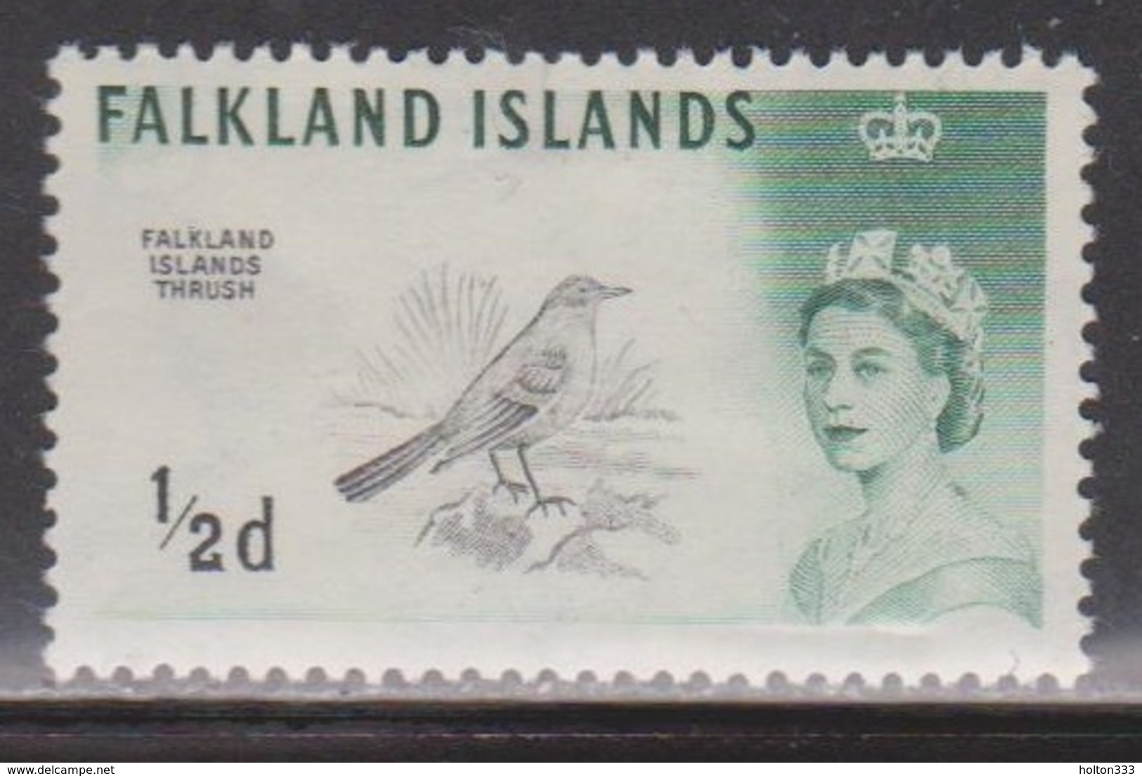 FALKLAND ISLANDS Scott # 128a MH - QEII & Falkland Islands Thrush - Bird - Falkland Islands