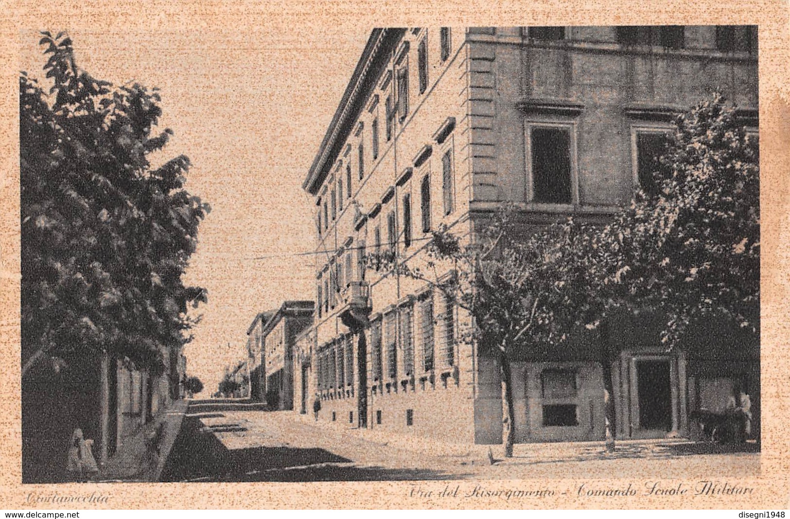 08454 "CIVITAVECCHIA - VIA DEL RISORGIMENTO - COMANDO SCULE MILITARI" CARTOLINA ORIG. NON SPED. - Civitavecchia