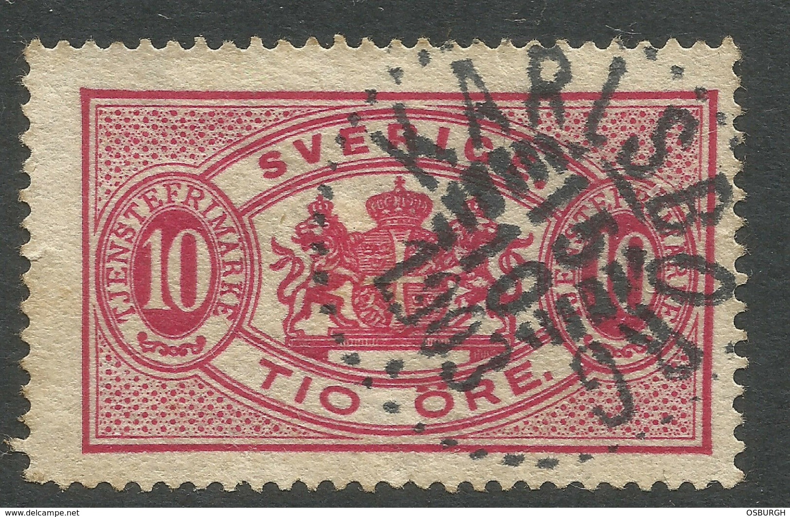 SWEDEN. 1874. 10o OFFICIAL. KARLSBORG POSTMARK. USED. - Used Stamps
