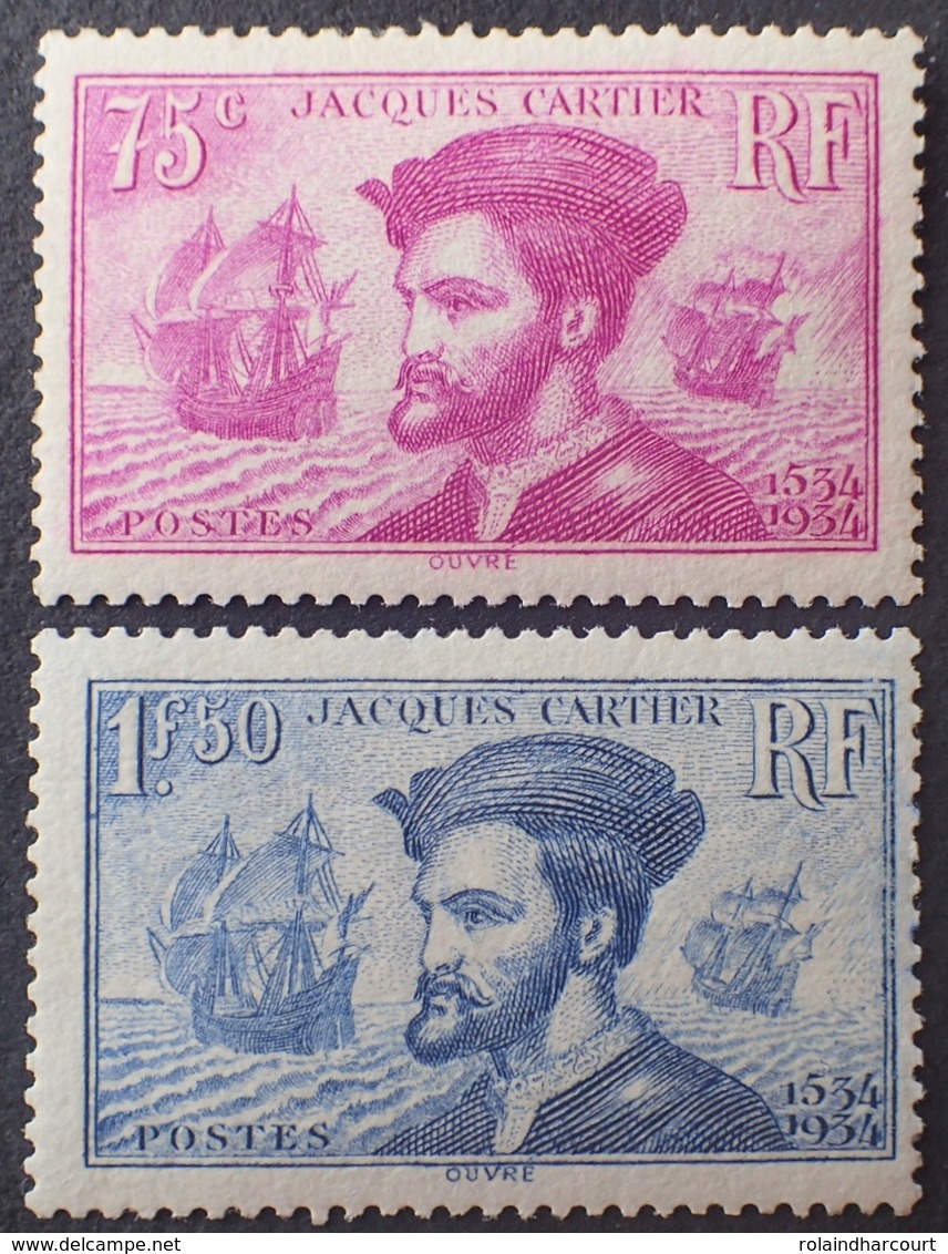 DF40266/516 - 1934 - JACQUES CARTIER - N°296 à 297 NEUFS** - Cote : 300,00 € - Nuovi