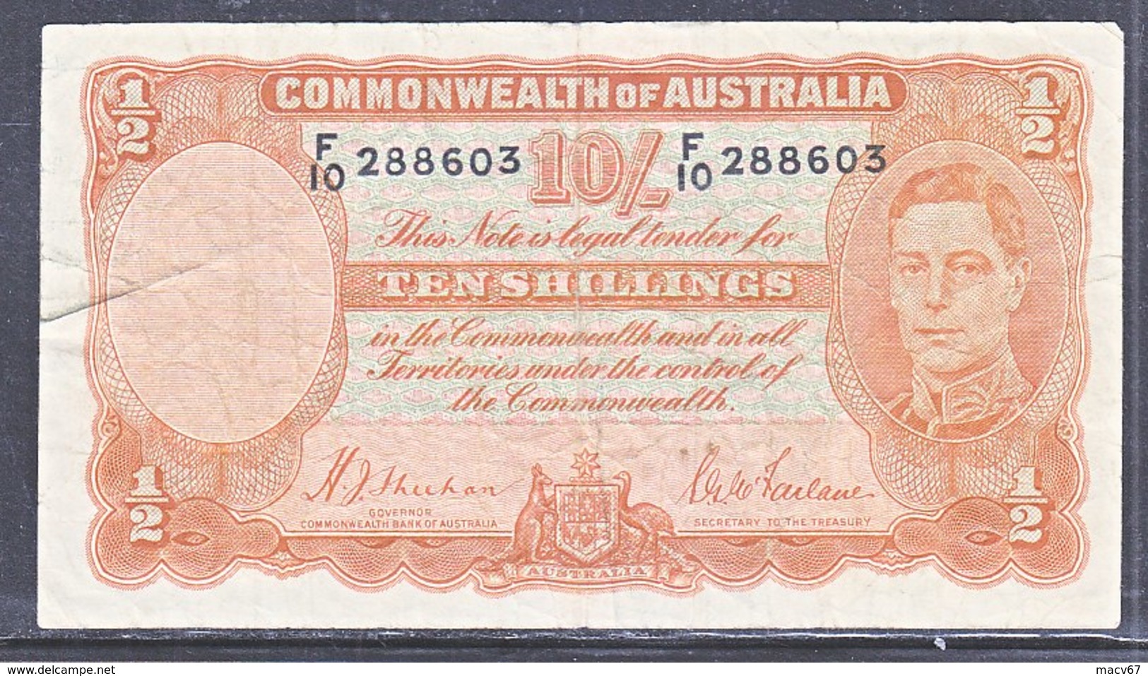 AUSTRALIA  TEN  SHILLINGS - 1938-52