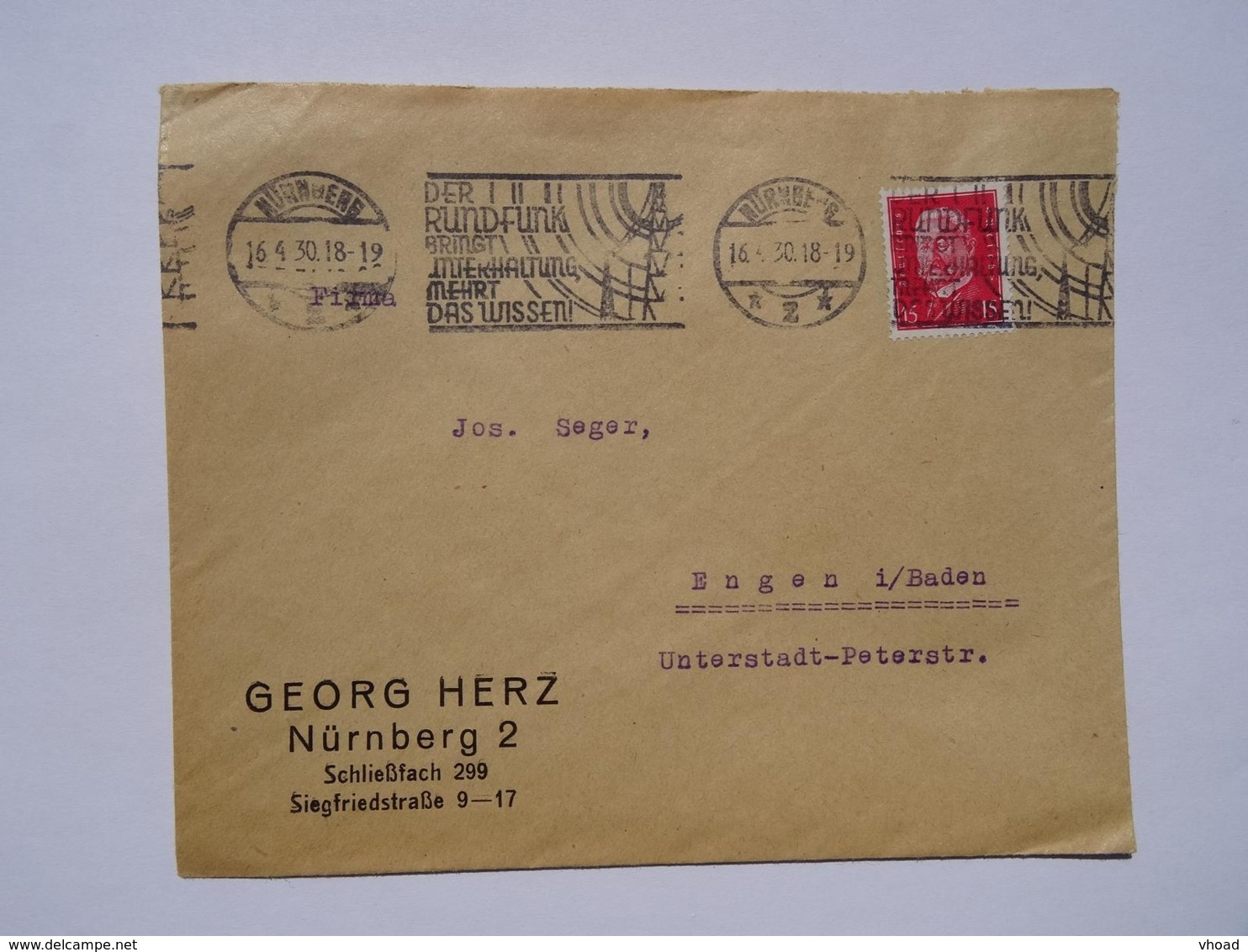 1930 DR Brief Freistempel Der Rundfunk Bringt Unterhaltung, Mehrt Das Wissen - Storia Postale