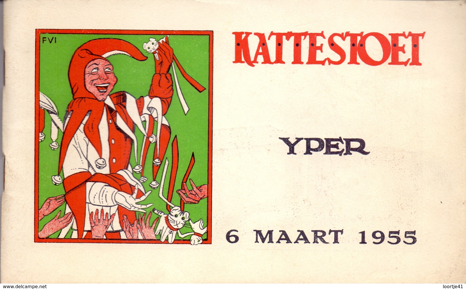 Programma Kattestoet Ieper Yper - 1955 - Illustratie Frans Van Immerseel - Kattenstoet - Programmes