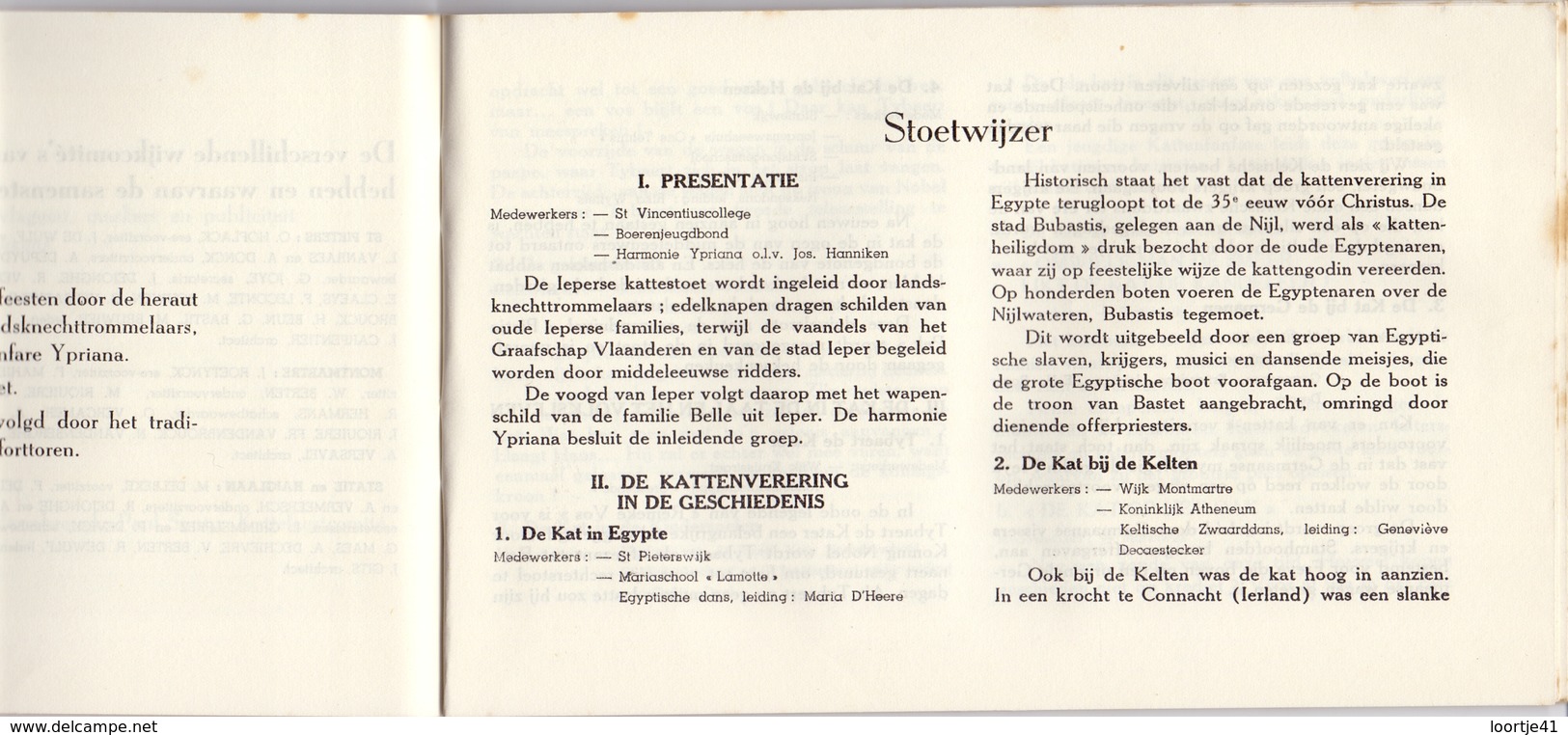 Programma Kattestoet Ieper Yper - 1955 - Illustratie Frans Van Immerseel - Kattenstoet - Programmes