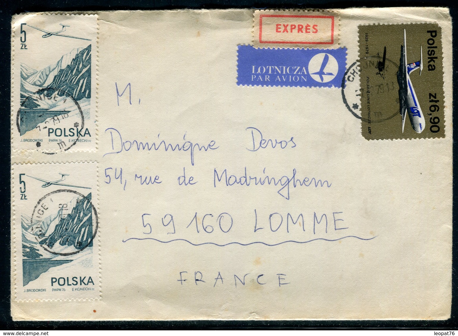 Pologne - Enveloppe En Exprès De Chojnice Pour La France En 1979 - Réf AT 152 - Covers & Documents