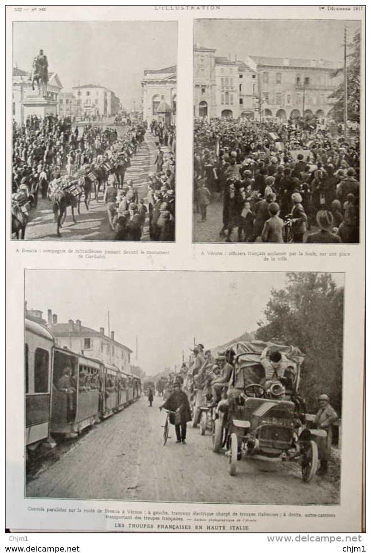 Les Troupes Francaises En Haute Italie Sur La Route De Brescia à Verone - Page Original  1917 - Documenti Storici