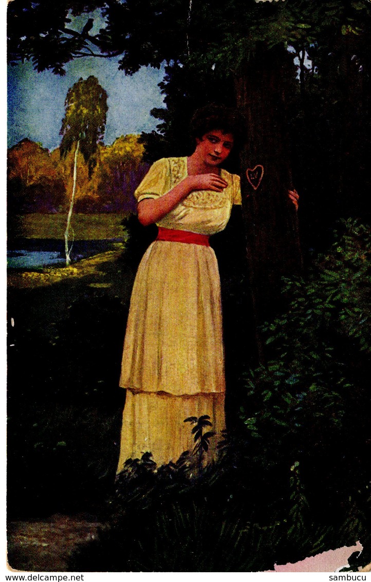 Wenn Die Nachtigall Schlägt - Frau Im Park - Herz Liebe 1921 - Paintings