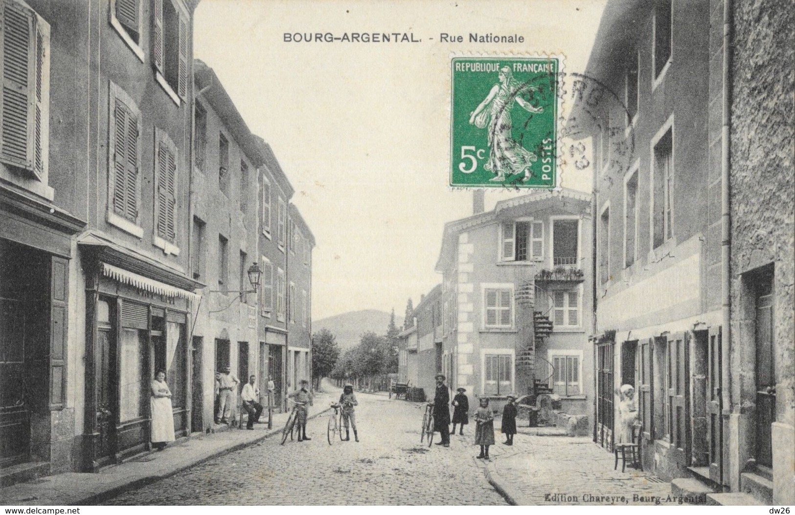 Bourg-Argental (Loire) - Rue Nationale - Edition Chareyre - Carte Animée, Cyclistes - Bourg Argental