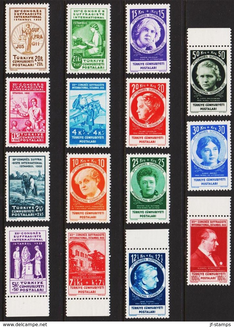 1935. XIIme CONGRES SUFFRAGISTE INTERNATIONAL ISTANBUL 1935. Complete Set With 15 Sta... (Michel 985-999) - JF303714 - Ungebraucht