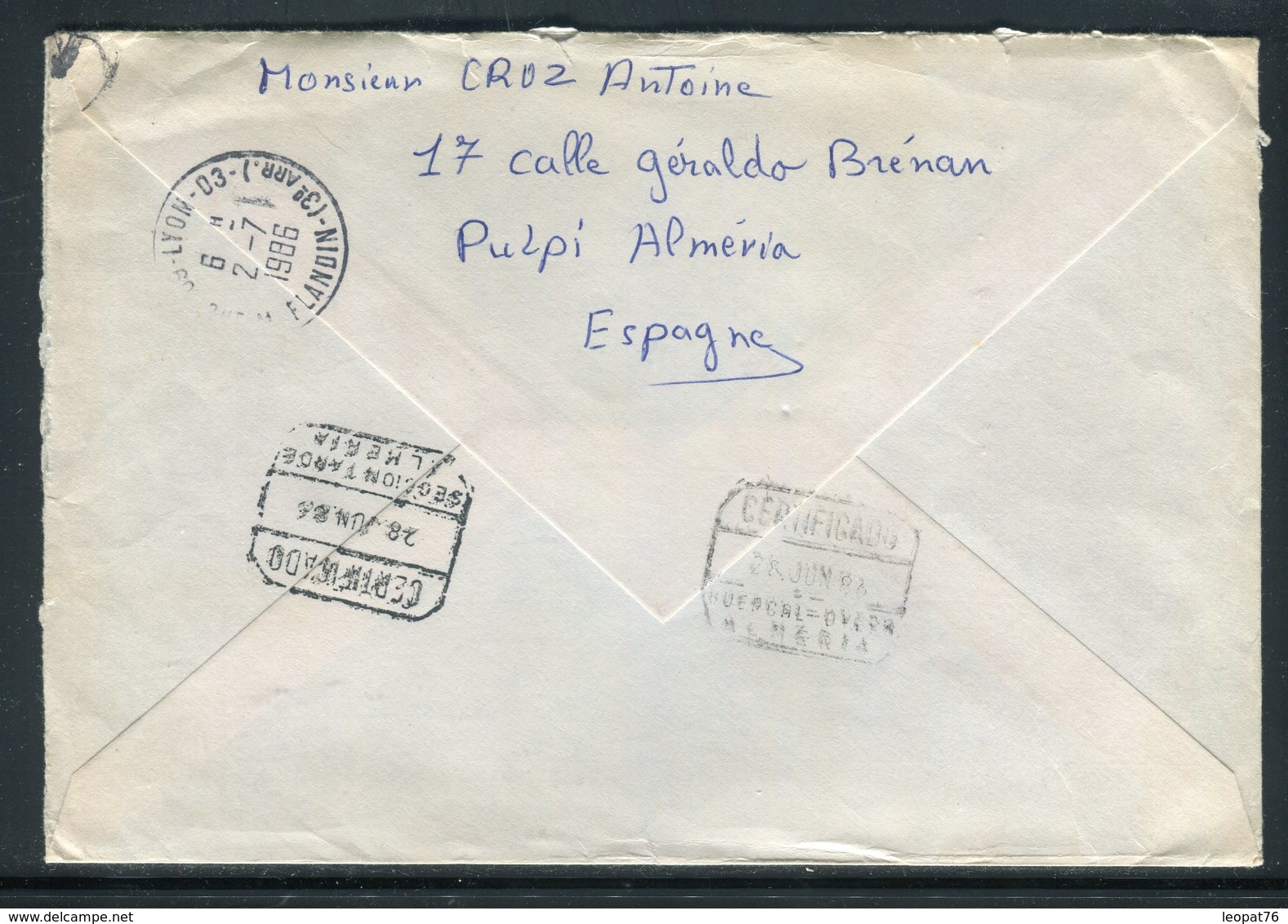 Espagne - Enveloppe En Recommandé Exprès De Pulpi Pour La France En 1986 - Réf AT 169 - Lettres & Documents