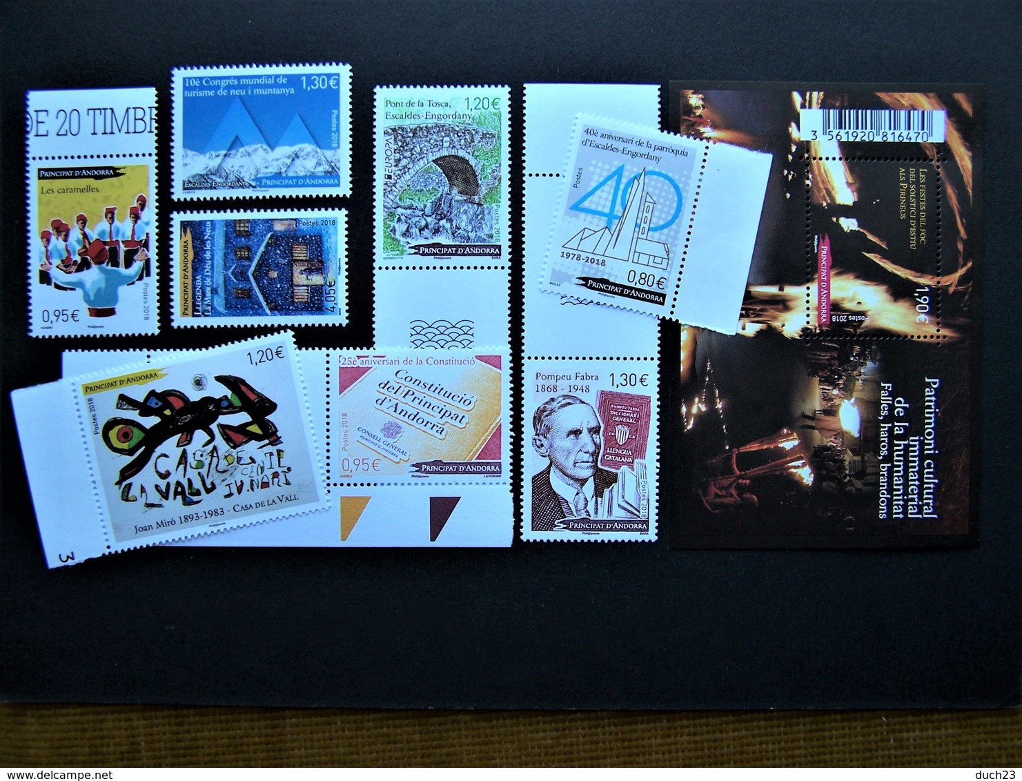 ANDORRE PRINCIPAT D'ANDORRA NEUF**  8 TIMBRES + 1 BLOC DE L'ANNEE 2018 (NON COMPLETE) - Unused Stamps