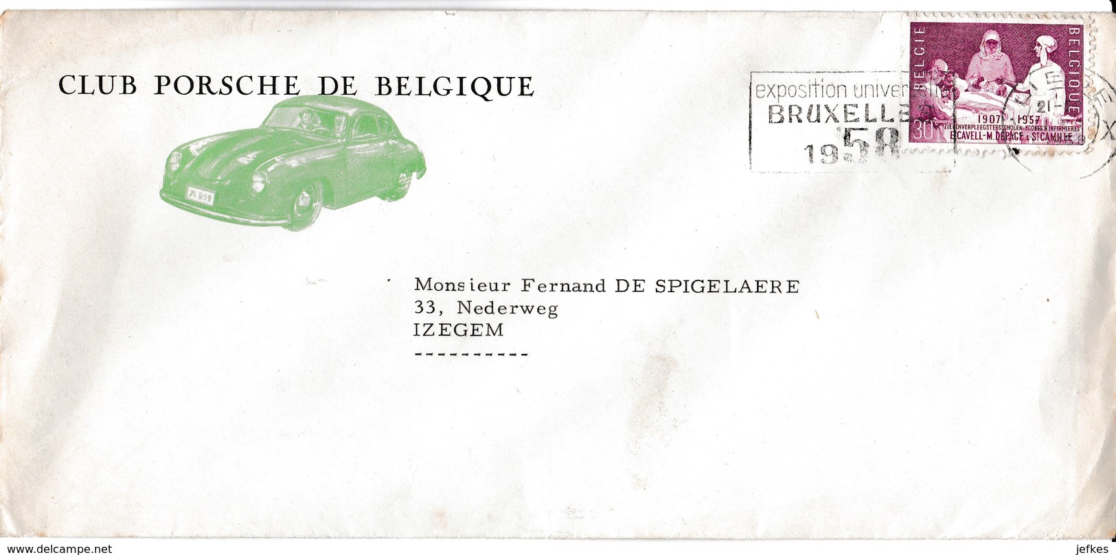 Enveloppe  Du " Club Porsche De Belgique". 1958. - Automobile