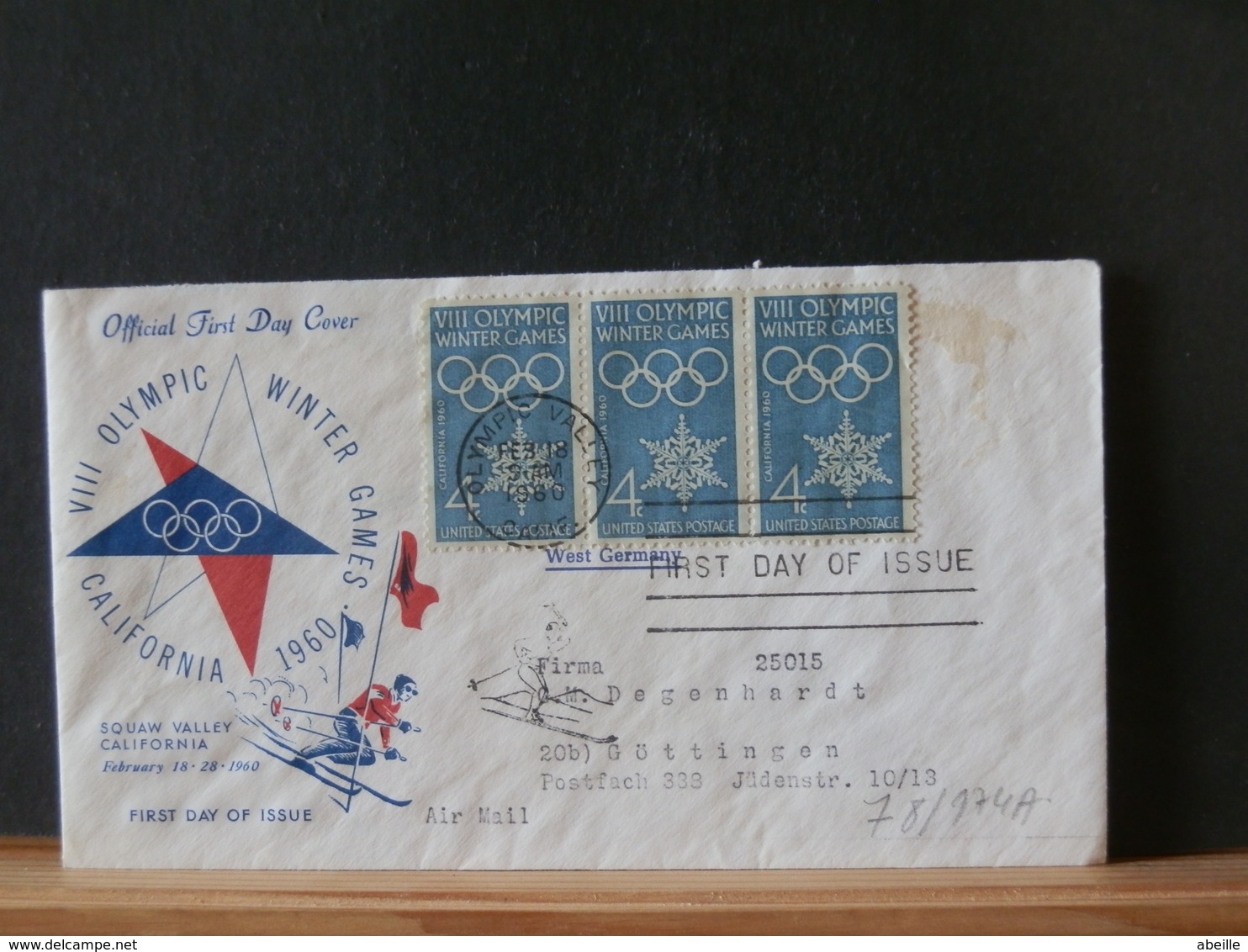78/974A  FDC  USA - Hiver 1960: Squaw Valley
