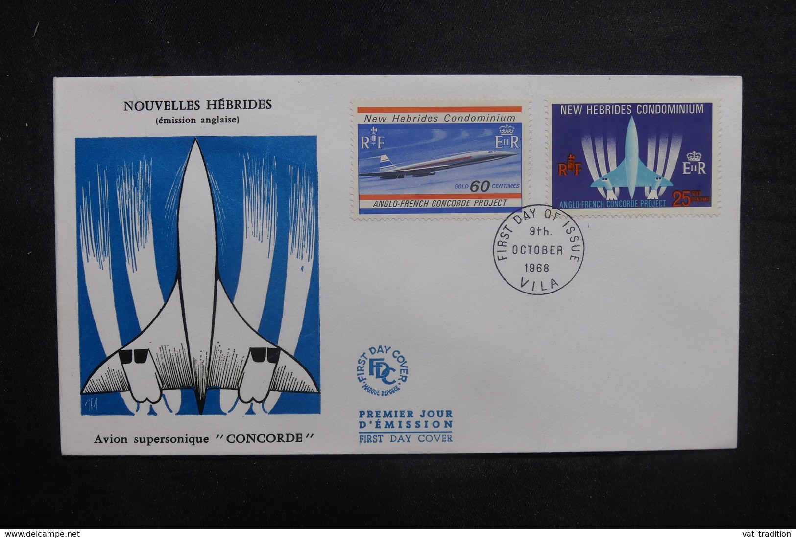 NOUVELLES HÉBRIDES - Enveloppe FDC 1968 - Concorde - L 37821 - FDC