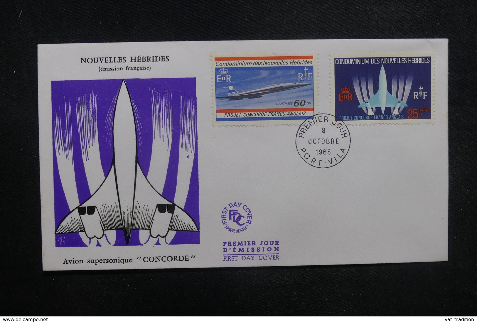 NOUVELLES HÉBRIDES - Enveloppe FDC 1968 - Concorde - L 37822 - FDC
