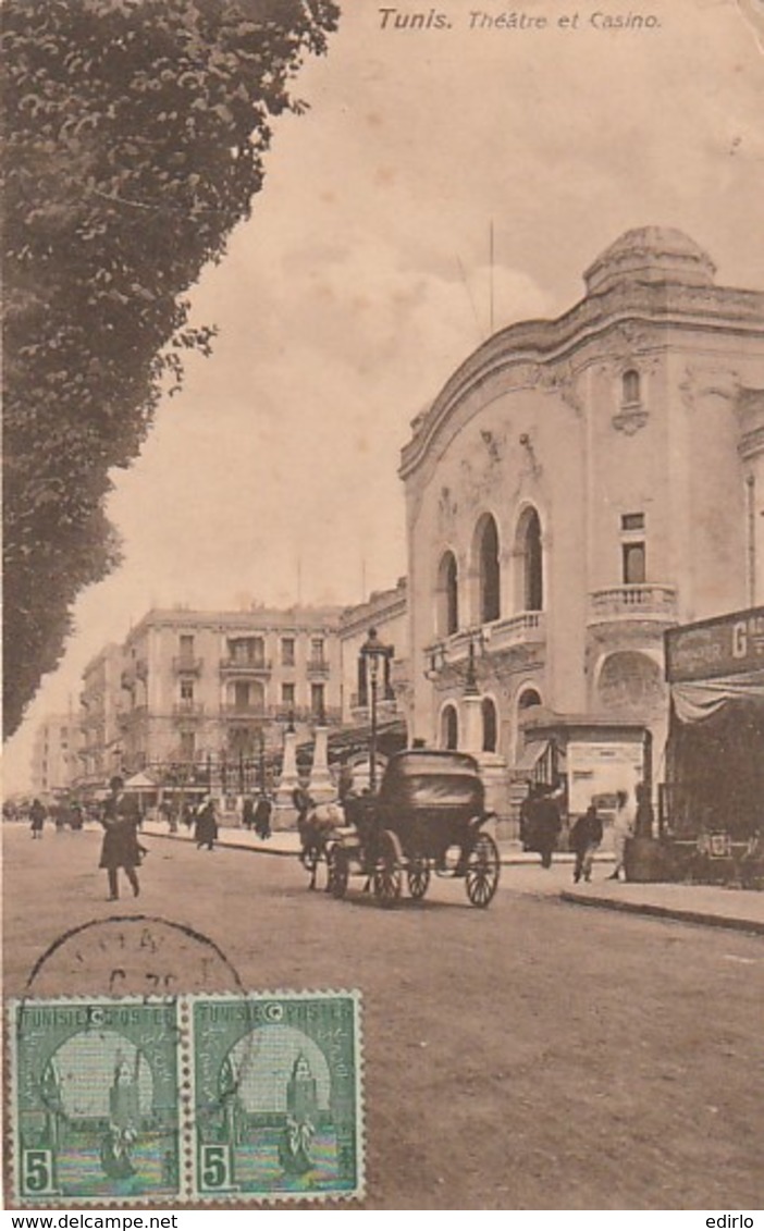 ***  TUNISE  *** TUNIS  Théatre Et Casino - Atelege Bien Timbrée TTB - Tunisie