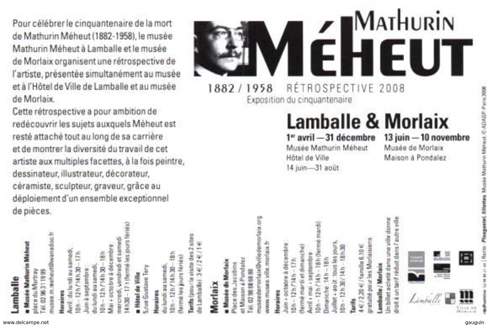 CPM - ILLUSTRATION Mathurin MEHEUT - Cinquantenaire De La Mort 2008 ... Carte PUB  Expo - Meheut