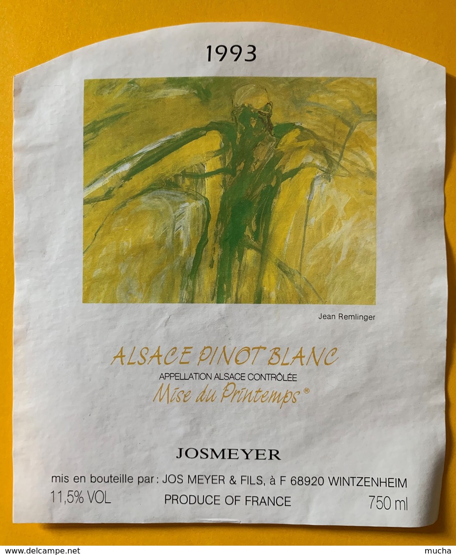 11319 - Alsace Pinot Blanc 1993 Mise De Printemps Artiste Jean Remlinger - Kunst