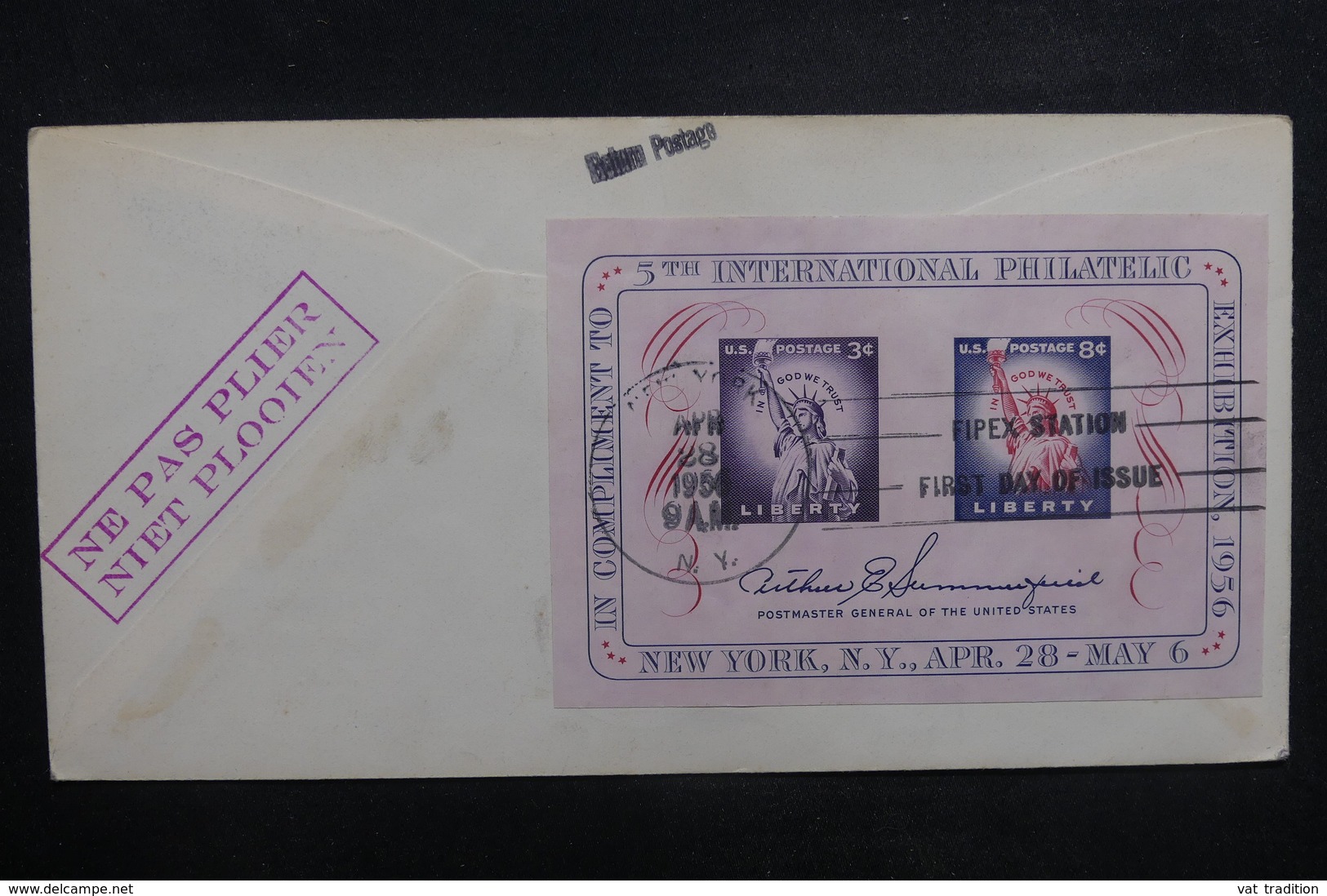 BELGIQUE - Enveloppe Par Vol Spécial " FIPEX " Bruxelles /New York 1956 ,cachets Et Affranchissement Plaisants - L 37879 - Covers & Documents