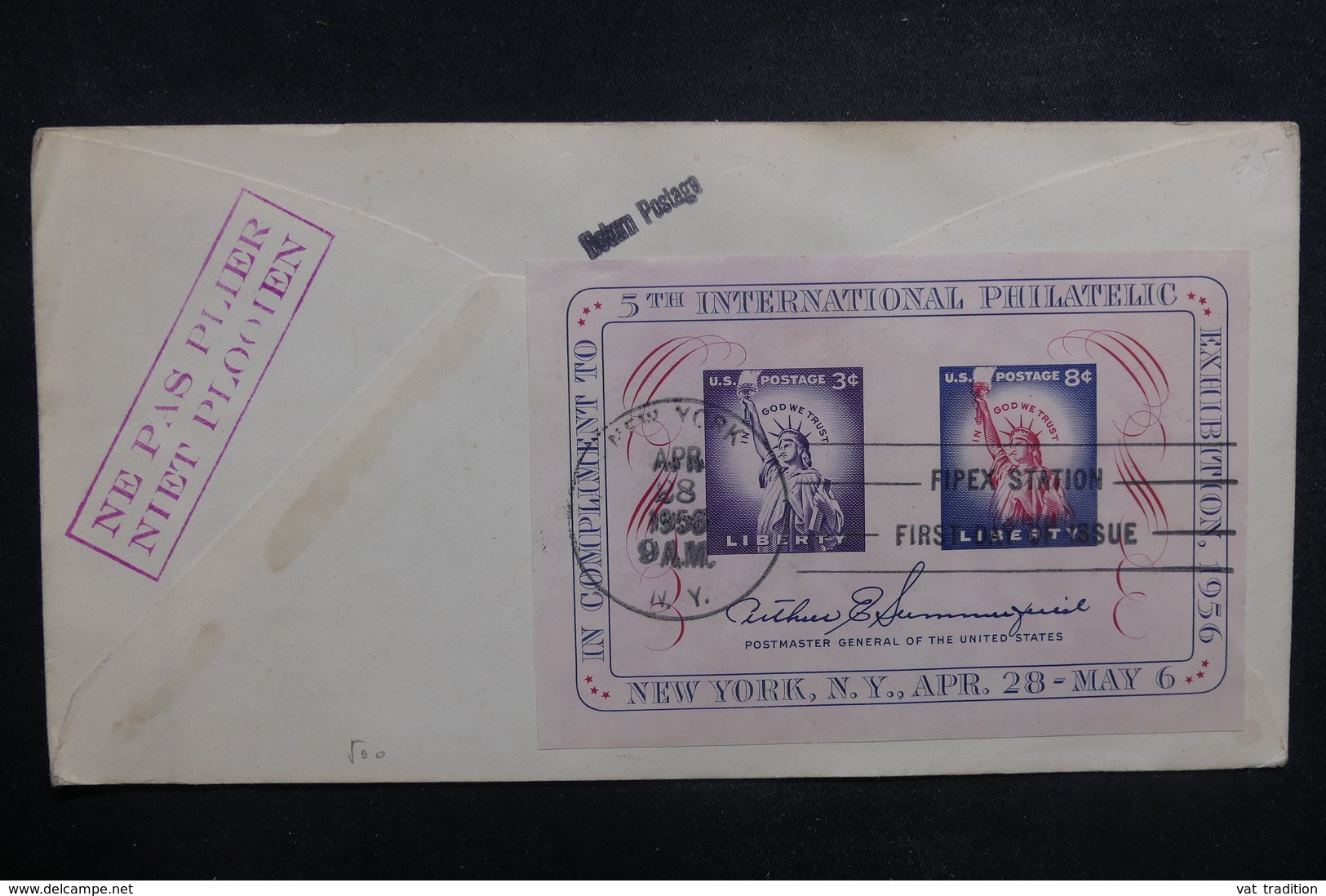 BELGIQUE - Enveloppe Par Vol Spécial " FIPEX " Bruxelles /New York 1956 ,cachets Et Affranchissement Plaisants - L 37884 - Covers & Documents