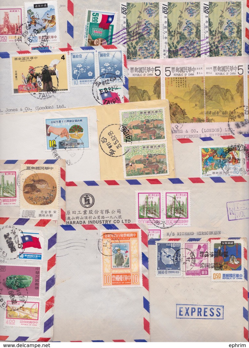 CHINE CHINA TAIPEI TAIWAN - Lot De 55 Enveloppes Timbrées - Stamped Air Mail Covers Stamps Batch Of Letters - Timbres - Collections, Lots & Séries