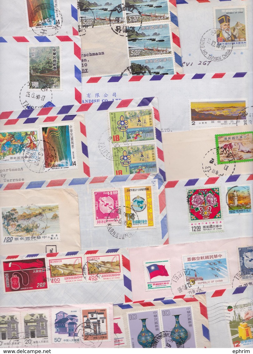 CHINE CHINA TAIPEI TAIWAN - Lot De 55 Enveloppes Timbrées - Stamped Air Mail Covers Stamps Batch Of Letters - Timbres - Collections, Lots & Séries