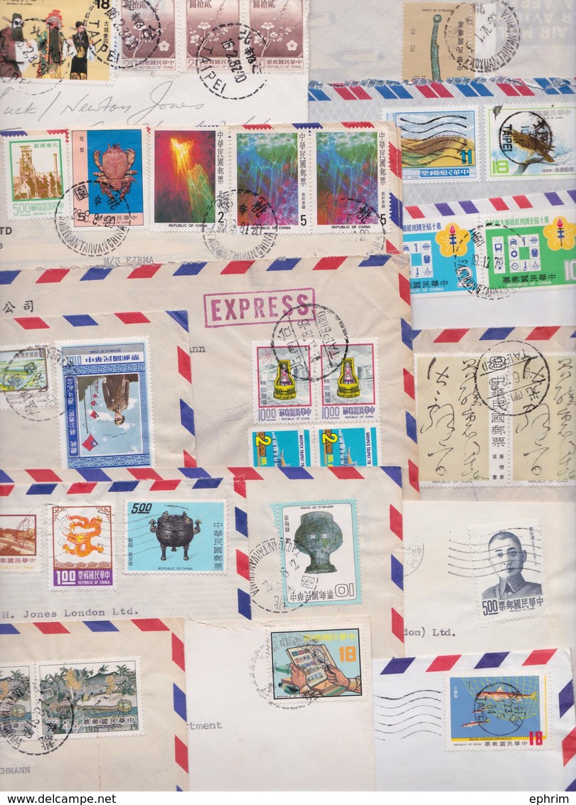 CHINE CHINA TAIPEI TAIWAN - Lot De 55 Enveloppes Timbrées - Stamped Air Mail Covers Stamps Batch Of Letters - Timbres - Collections, Lots & Séries