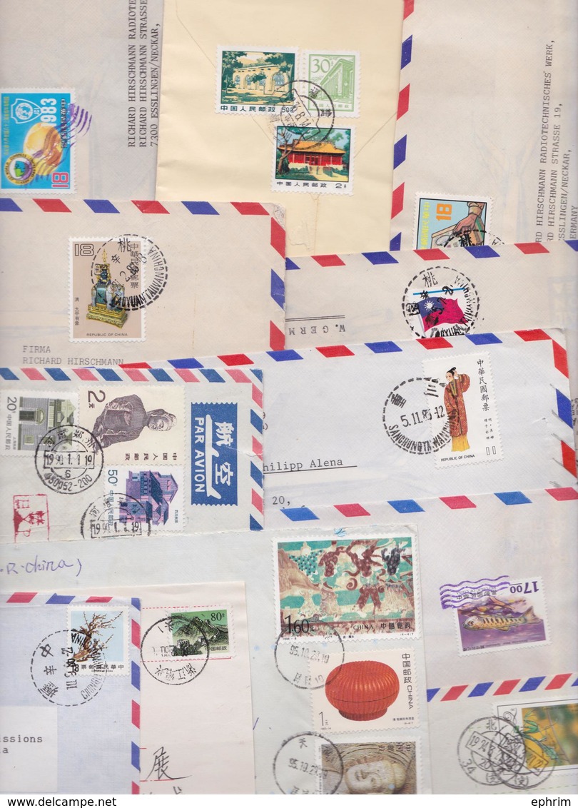 CHINE CHINA TAIPEI TAIWAN - Lot De 55 Enveloppes Timbrées - Stamped Air Mail Covers Stamps Batch Of Letters - Timbres - Lots & Serien