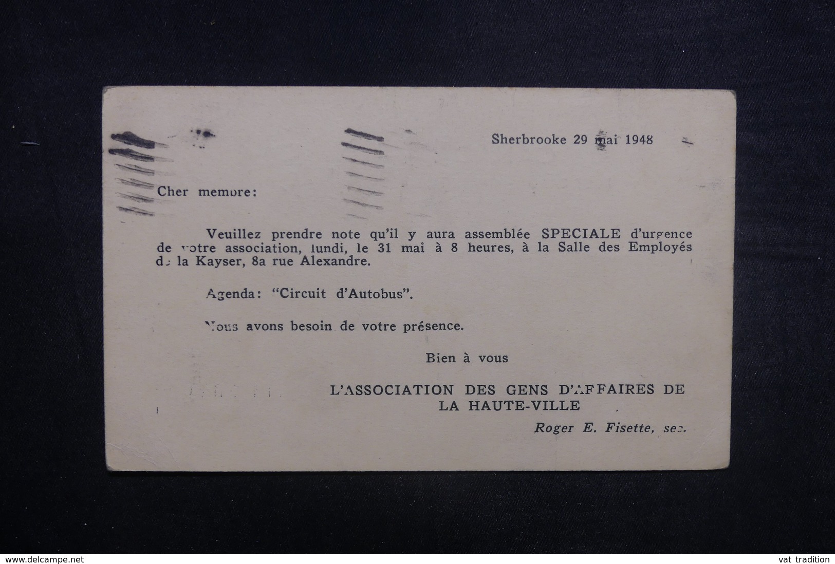 CANADA - Entier Postal Commerciale ( Repiquage Au Verso ) De Et Pour Sherbrooke En 1948 - L 37898 - 1903-1954 Reyes