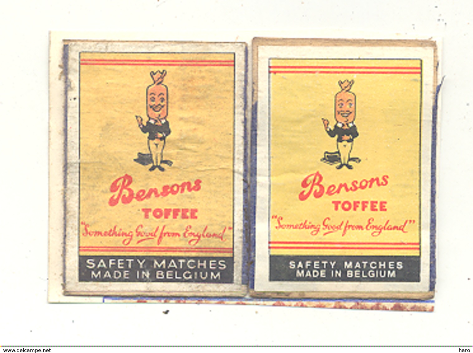 Façade De Boîte D'allumettes " Bensons " Toffee  , 2 Pièces , Bonbon Caramel,...Etiquette  (rmt) - Boites D'allumettes - Etiquettes