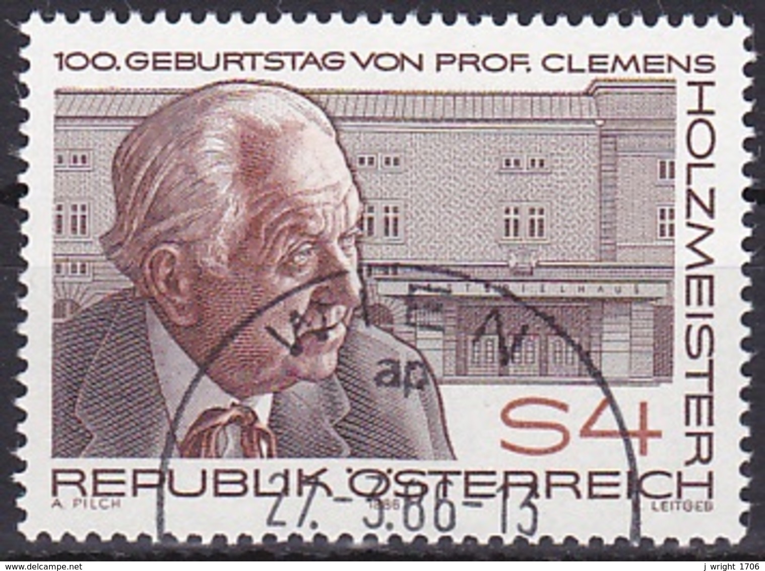 Austria/1986 - Prof. Clemens Holzmeister - 4 S - USED - Gebraucht