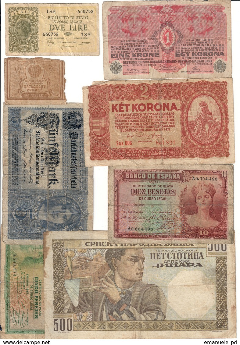 Europe Lot 8 Old Banknotes 1910-1940 - Autres - Europe