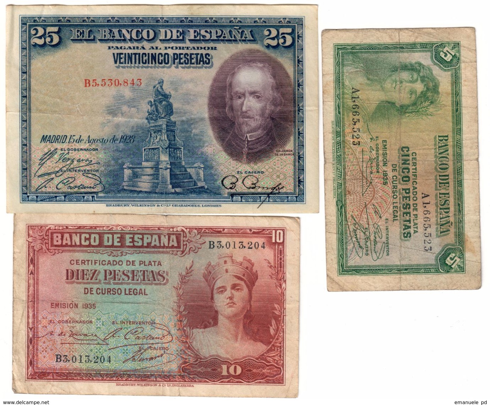 Spain Lot 3 Old Banknotes - Collezioni