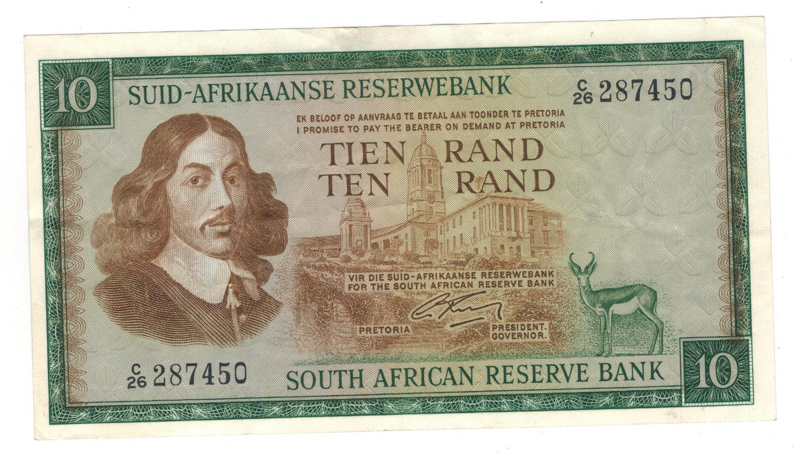 South Africa, 10 Rand. P-114 (1966) VF/XF - South Africa